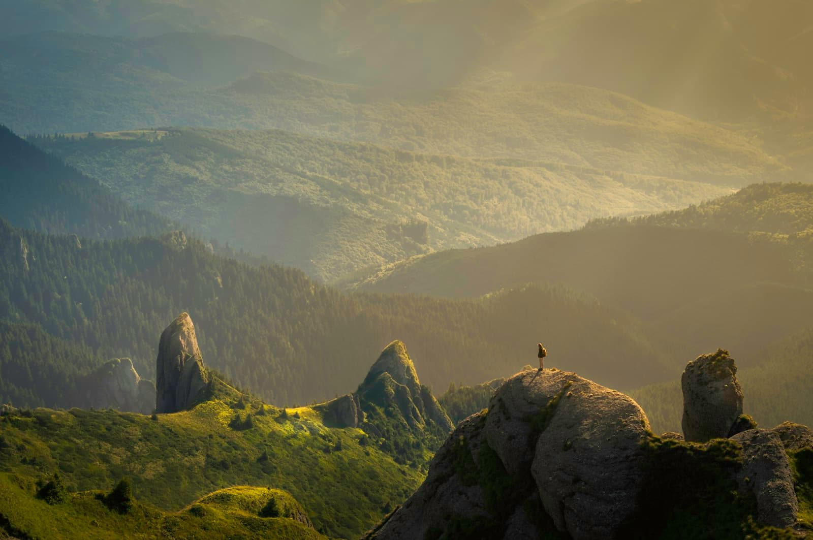 Green hills in soft morning light